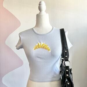 Croissant Graphic Baby Tee, Coquette Clean Girl French Girl 2000s‎ Small